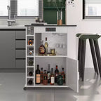 Meuble de rangement roulant d'îlot de cuisine VECELO avec station de recharge et étagères ouvertes, blanc/marron