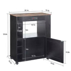 Meuble de rangement roulant d'îlot de cuisine VECELO avec station de recharge et étagères ouvertes, blanc/marron