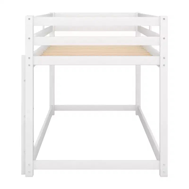 Lit superposé Whisen, élégant et simple, en bois, avec deux lits jumeaux au sol et échelle