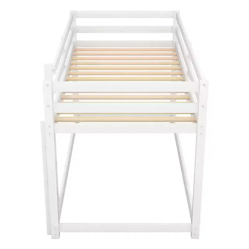 Lit superposé Whisen, élégant et simple, en bois, avec deux lits jumeaux au sol et échelle