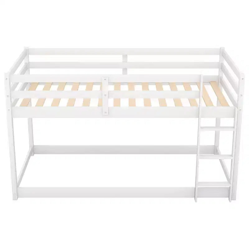 Lit superposé Whisen, élégant et simple, en bois, avec deux lits jumeaux au sol et échelle