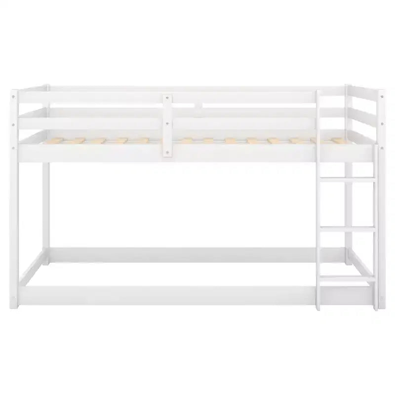 Lit superposé Whisen, élégant et simple, en bois, avec deux lits jumeaux au sol et échelle