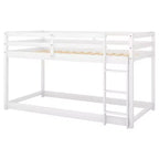Lit superposé Whisen, élégant et simple, en bois, avec deux lits jumeaux au sol et échelle