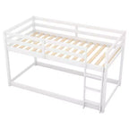 Lit superposé Whisen, élégant et simple, en bois, avec deux lits jumeaux au sol et échelle