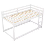 Lit superposé Whisen, élégant et simple, en bois, avec deux lits jumeaux au sol et échelle