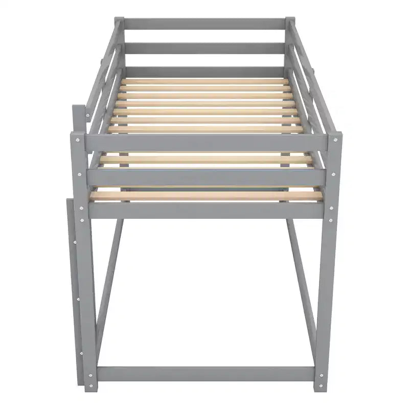 Lit superposé Whisen, élégant et simple, en bois, avec deux lits jumeaux au sol et échelle