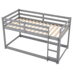Lit superposé Whisen, élégant et simple, en bois, avec deux lits jumeaux au sol et échelle