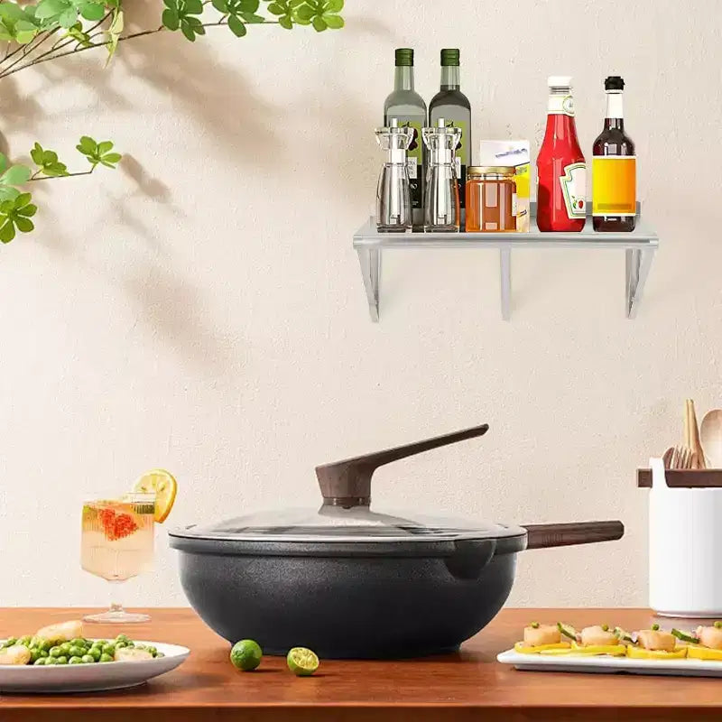 Étagère murale en acier inoxydable, étagère murale commerciale certifiée NSF, équipement de rangement en métal pour cuisine, restaurant, garage, buanderie, arrière-cuisine