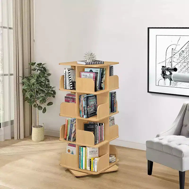 Kings Brand Furniture - Bibliothèque tournante à 4 niveaux, meuble de rangement multimédia