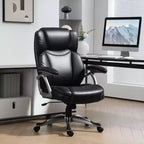 Fauteuil de bureau de direction HOMCOM inclinable, chaise de bureau à dossier haut en cuir PU, chaise d'ordinateur pivotante à hauteur réglable