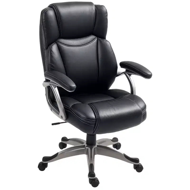 Fauteuil de bureau de direction HOMCOM inclinable, chaise de bureau à dossier haut en cuir PU, chaise d'ordinateur pivotante à hauteur réglable