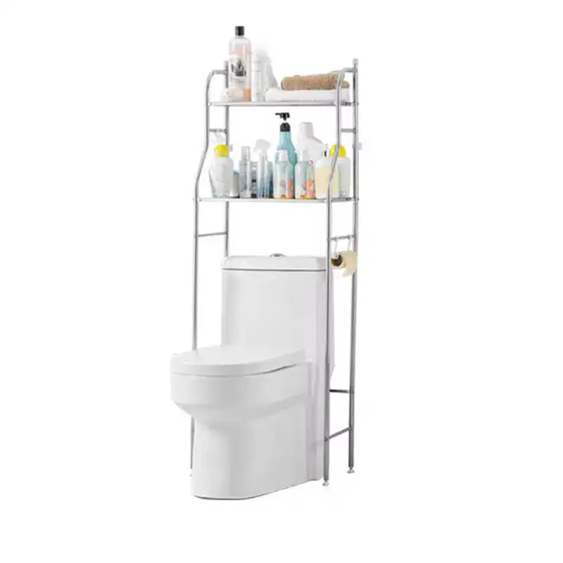 Rangement au-dessus des toilettes, Étagère de rangement en métal au-dessus des toilettes avec crochets à serviettes amovibles, porte-papier, organisateur de salle de bain au-dessus des toilettes, montage facile