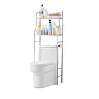 Rangement au-dessus des toilettes, Étagère de rangement en métal au-dessus des toilettes avec crochets à serviettes amovibles, porte-papier, organisateur de salle de bain au-dessus des toilettes, montage facile