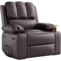22 rocker swivel recliner with 1.5X sponge filling, side pocket, and cup holder; vintage leather, ideal for living rooms, bedrooms, and nurseries.