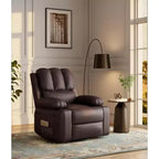 Fauteuil inclinable pivotant 22 po avec rembourrage éponge 1,5X, pochette latérale et porte-gobelet ; cuir vintage, idéal pour les salons, les chambres et les chambres de bébé.