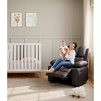 Fauteuil inclinable pivotant 22 po avec rembourrage éponge 1,5X, pochette latérale et porte-gobelet ; cuir vintage, idéal pour les salons, les chambres et les chambres de bébé.
