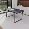 Table moderne rectangulaire en MDF et bois naturel (4-6 places), plateau en bois d'ingénierie 1,5 po, pieds en métal noir, maison/cuisine.