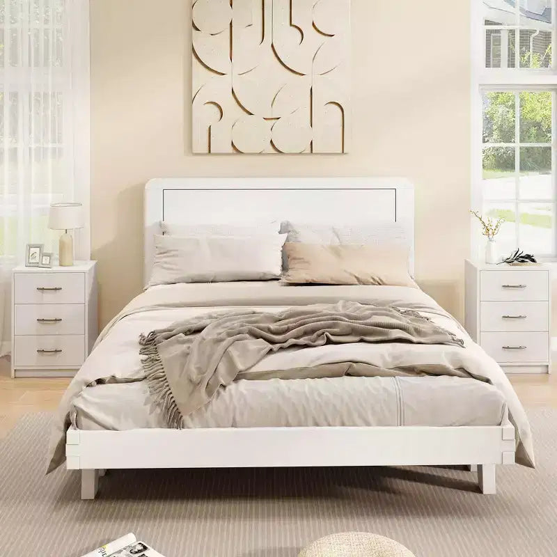 Costway 1/2 PCS Table de Chevet Moderne à 3 Tiroirs avec Rangement Kit Anti-Basculement pour Chambre Blanc