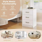 Costway 1/2 PCS Table de Chevet Moderne à 3 Tiroirs avec Rangement Kit Anti-Basculement pour Chambre Blanc