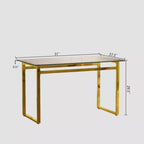 Table à manger minimaliste en verre pour 4 à 6 personnes, plateau en verre trempé et pieds chromés, usage polyvalent pour la maison