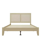 Lit plateforme King/California King/Queen avec tête de lit en rotin et cadre en bois massif, naturel-Christopher Knight Home