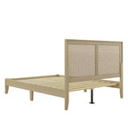 Lit plateforme King/California King/Queen avec tête de lit en rotin et cadre en bois massif, naturel-Christopher Knight Home