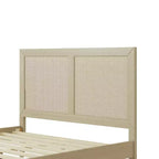 Lit plateforme King/California King/Queen avec tête de lit en rotin et cadre en bois massif, naturel-Christopher Knight Home