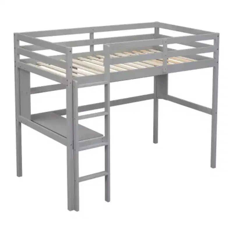Lit mezzanine durable à double niveau avec bureau intégré et étagère de rangement