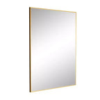 Thin-Frame Gold-Coated Aluminum Rectangular Wall Mirror with Right Angle Design