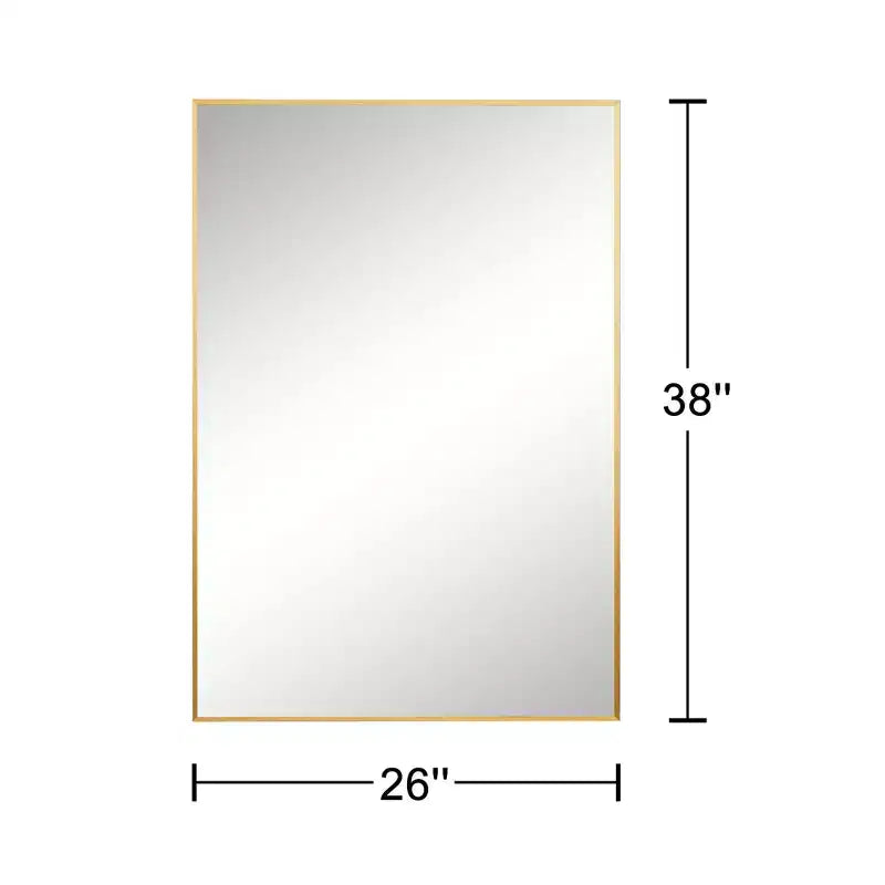 Miroir mural rectangulaire en aluminium doré à cadre fin avec design à angle droit
