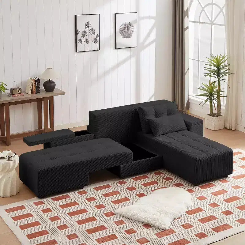 GDFStudio Andy 111 Canapé sectionnel modulaire rembourré avec 4 coussins et rangement