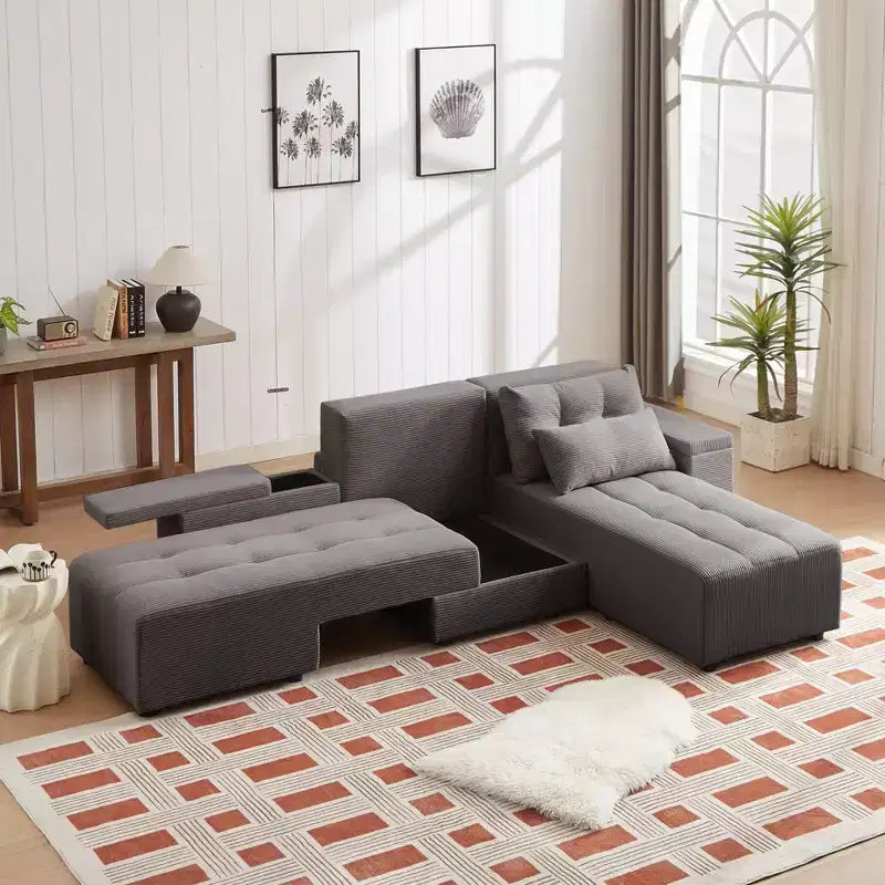 GDFStudio Andy 111 Canapé sectionnel modulaire rembourré avec 4 coussins et rangement