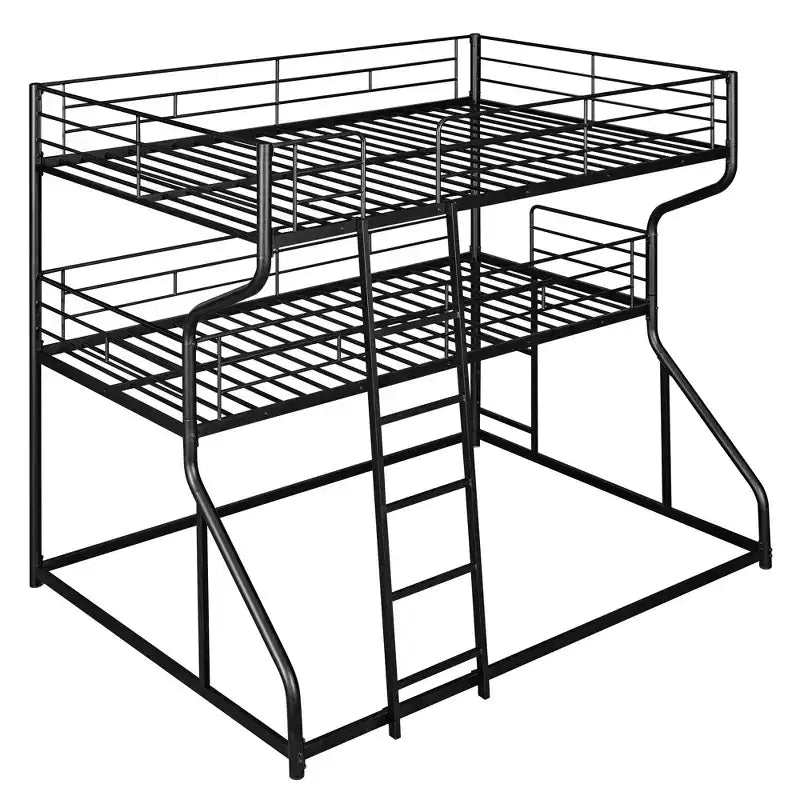 Lit superposé triple Whisen Metal Full XL au-dessus de Twin XL au-dessus de Queen Size avec échelle longue et courte