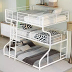Lit superposé triple Whisen Metal Full XL au-dessus de Twin XL au-dessus de Queen Size avec échelle longue et courte
