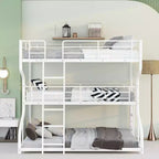 Lit superposé triple Whisen Metal Full XL au-dessus de Twin XL au-dessus de Queen Size avec échelle longue et courte