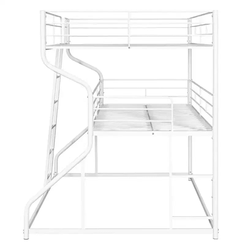 Lit superposé triple Whisen Metal Full XL au-dessus de Twin XL au-dessus de Queen Size avec échelle longue et courte