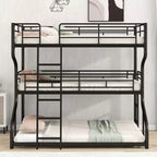 Lit superposé triple Whisen Metal Full XL au-dessus de Twin XL au-dessus de Queen Size avec échelle longue et courte