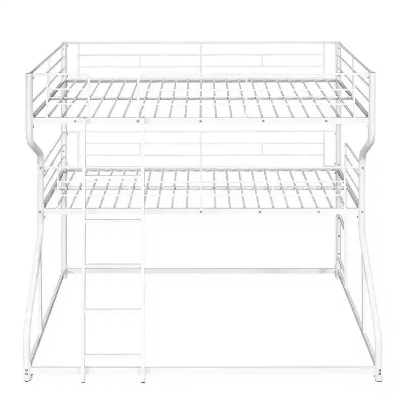 Lit superposé triple Whisen Metal Full XL au-dessus de Twin XL au-dessus de Queen Size avec échelle longue et courte
