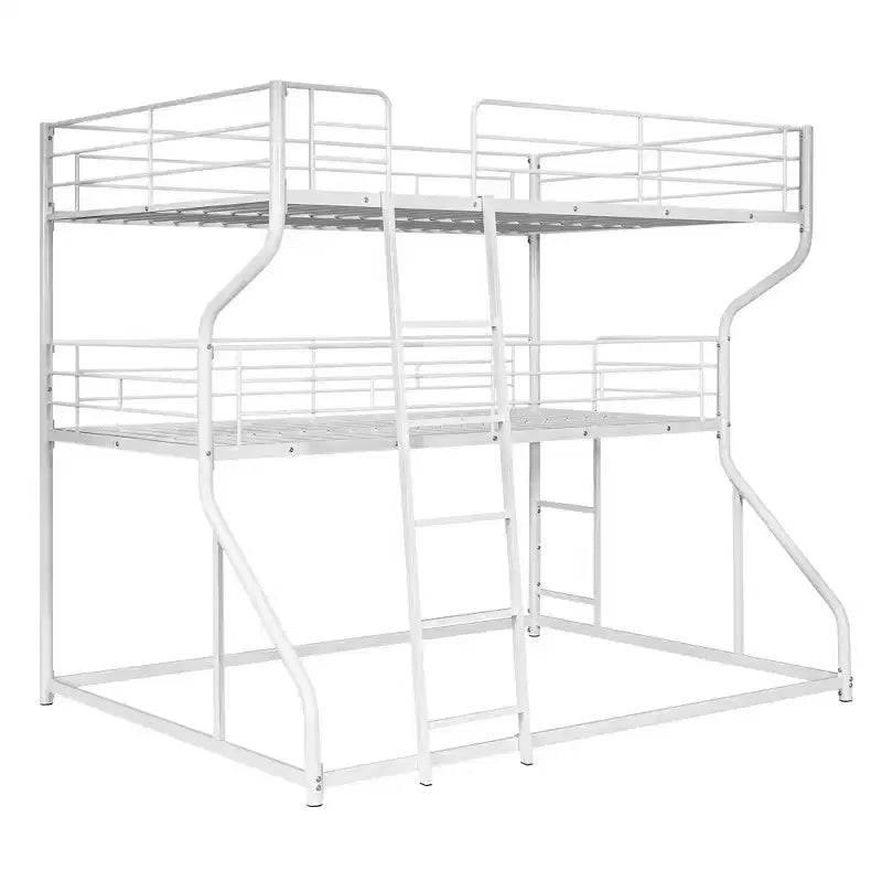 Lit superposé triple Whisen Metal Full XL au-dessus de Twin XL au-dessus de Queen Size avec échelle longue et courte