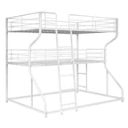 Lit superposé triple Whisen Metal Full XL au-dessus de Twin XL au-dessus de Queen Size avec échelle longue et courte