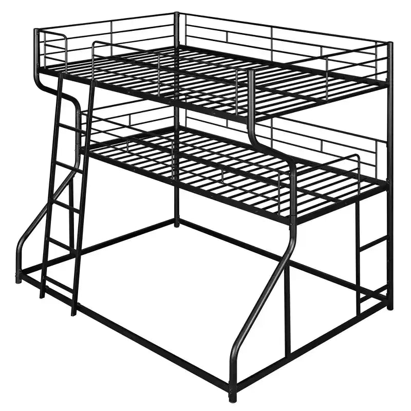Lit superposé triple Whisen Metal Full XL au-dessus de Twin XL au-dessus de Queen Size avec échelle longue et courte