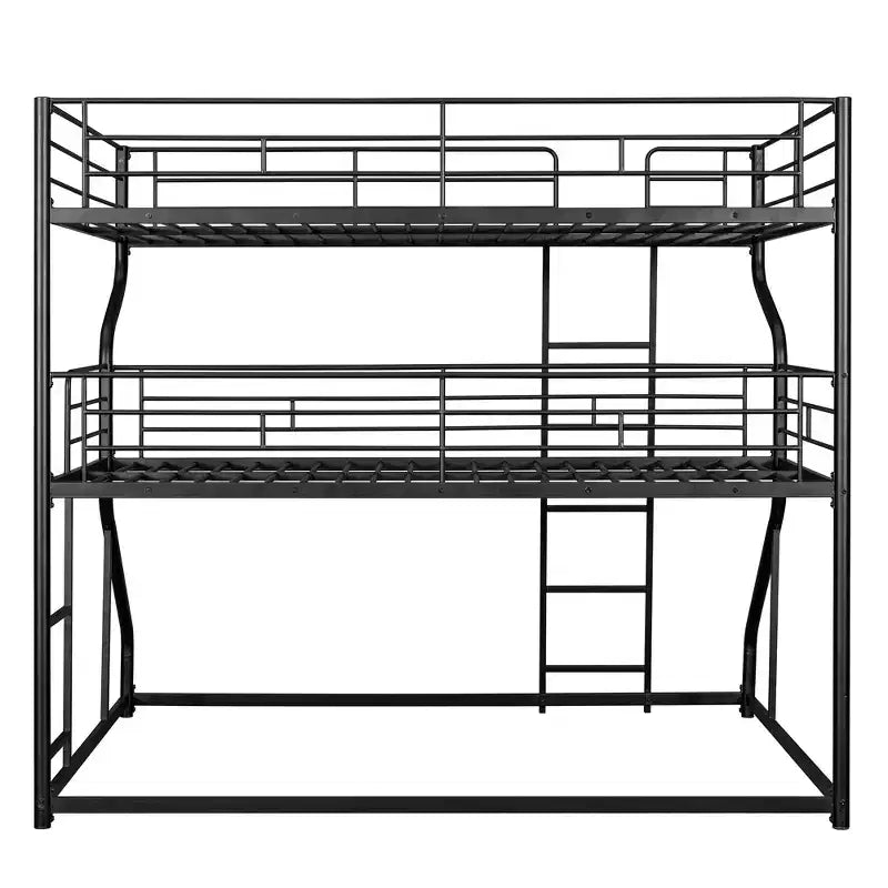 Lit superposé triple Whisen Metal Full XL au-dessus de Twin XL au-dessus de Queen Size avec échelle longue et courte