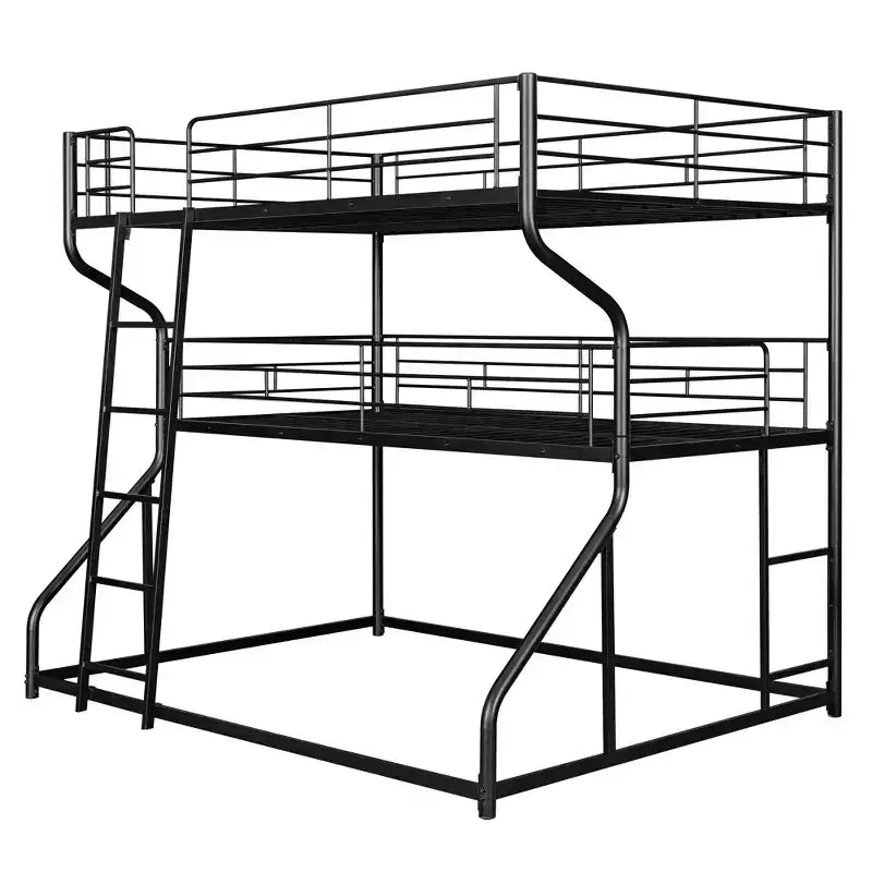 Lit superposé triple Whisen Metal Full XL au-dessus de Twin XL au-dessus de Queen Size avec échelle longue et courte