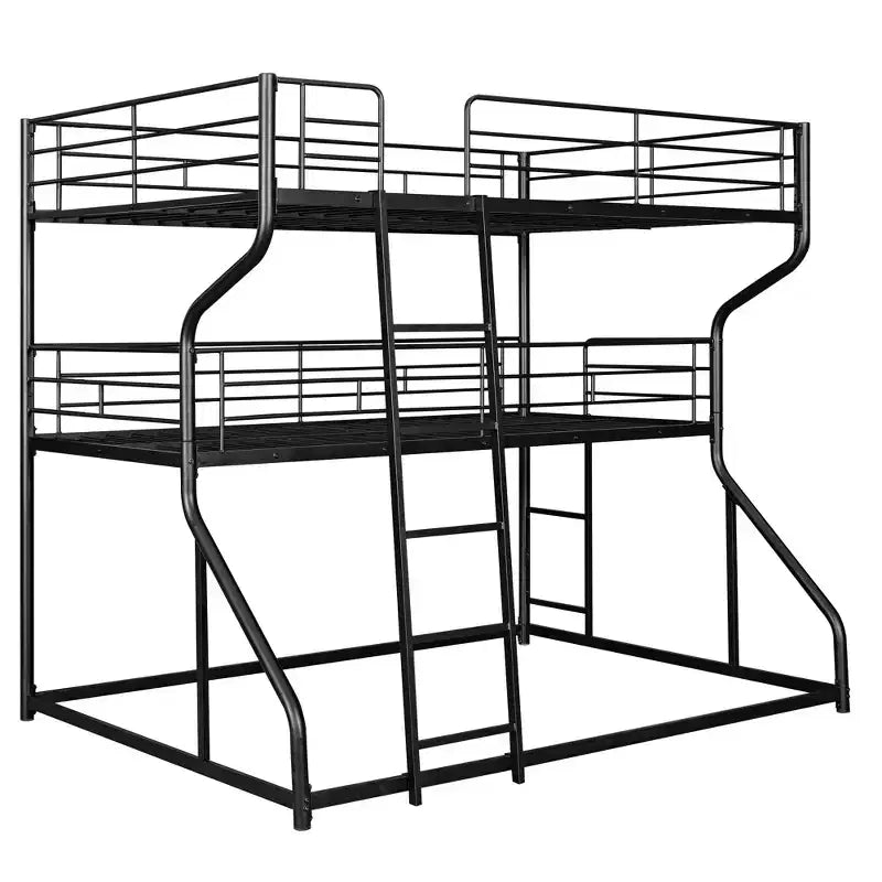 Lit superposé triple Whisen Metal Full XL au-dessus de Twin XL au-dessus de Queen Size avec échelle longue et courte