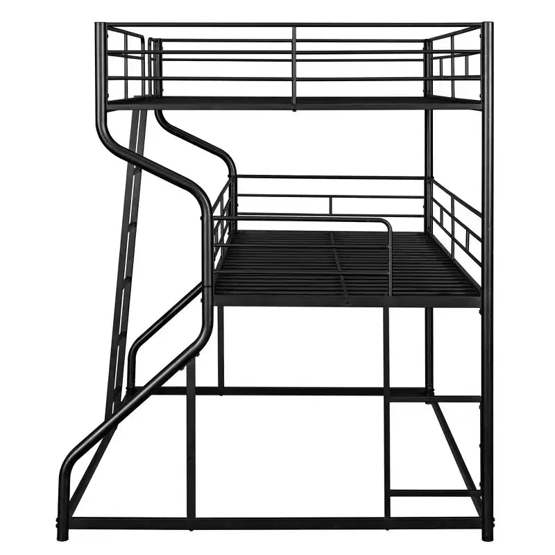 Lit superposé triple Whisen Metal Full XL au-dessus de Twin XL au-dessus de Queen Size avec échelle longue et courte
