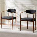 Boucle Dining Chairs Set of 2, Modern Armchairs with Wood Grain Metal Legs for Kitchen, Living Room, Restaurant, Cafe - Morden Fort