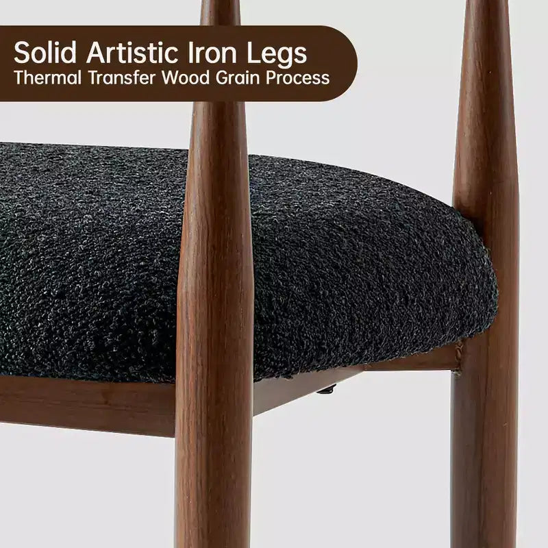 Lot de 2 chaises de salle à manger en bouclé, fauteuils modernes avec pieds en métal imitation bois pour cuisine, salon, restaurant, café - Morden Fort