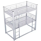 Lit superposé triple Whisen en métal, taille double, avec 2 échelles et garde-corps