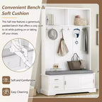 Meuble d'entrée 3-en-1 Whisen Elegant Style avec portes coulissantes, 6 patères et rangement à chaussures