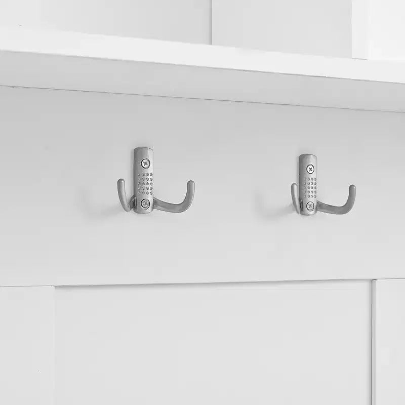 Meuble d'entrée 3-en-1 Whisen Elegant Style avec portes coulissantes, 6 patères et rangement à chaussures